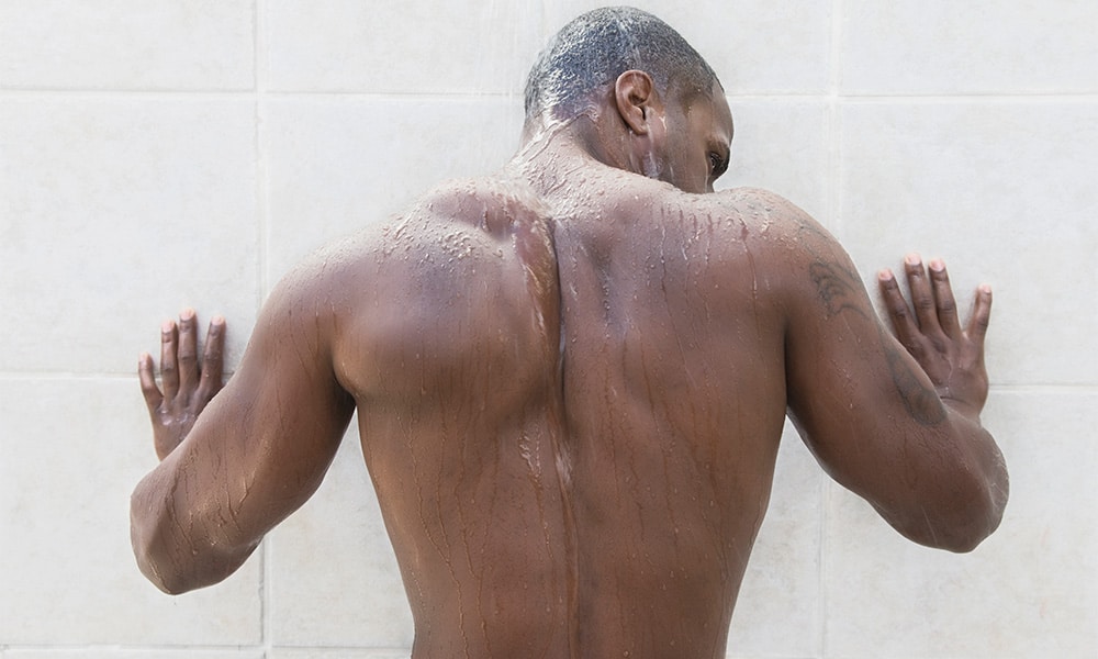 Guy showering