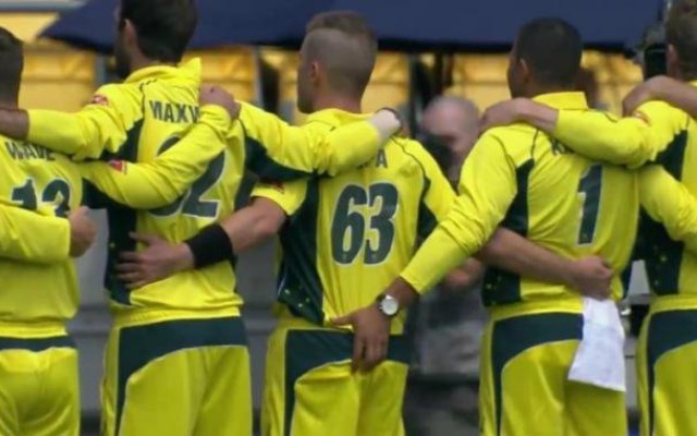 Australian cricket player grabs teammates butt