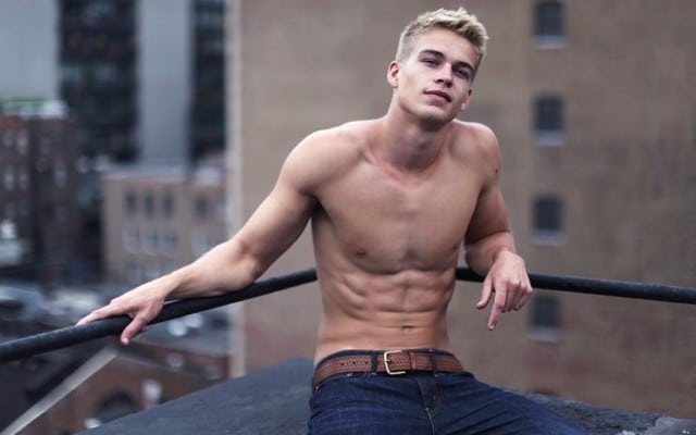 This is a photo of Calvin Klein model Mitchell Slaggert.