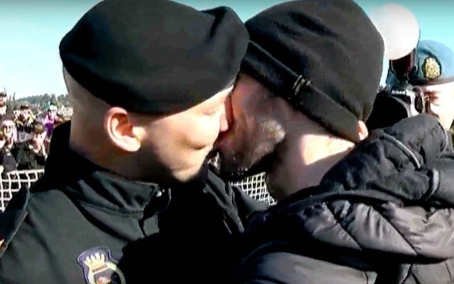 This is a photo of a gay couple in the Canadian Navy.