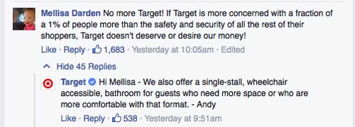 This is a screenshot from a Boycott Target Twitter exchange. 