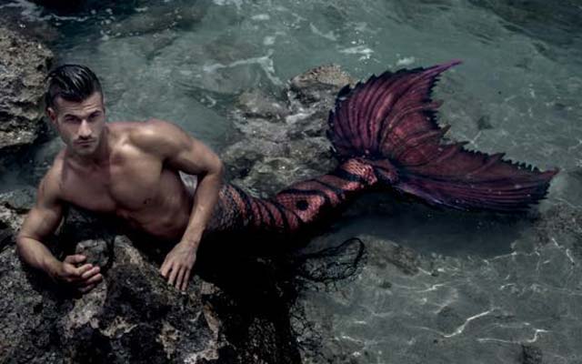 A male mermaid also known as a merman.