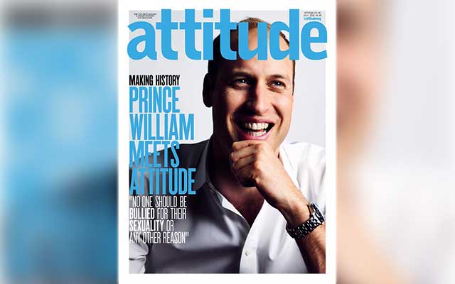 Prince William on the cover of gay magazine Attitude.