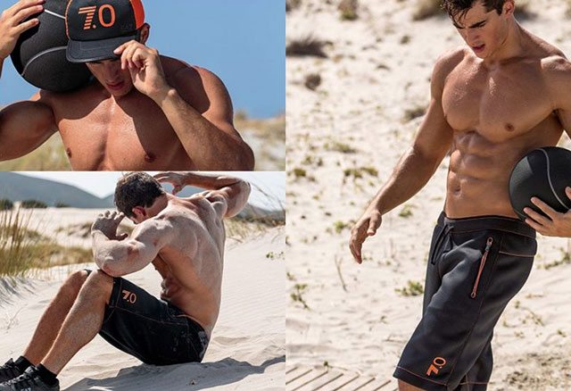 Pietro Boselli models Team Italy’s Emporio Armani Olympic gear.