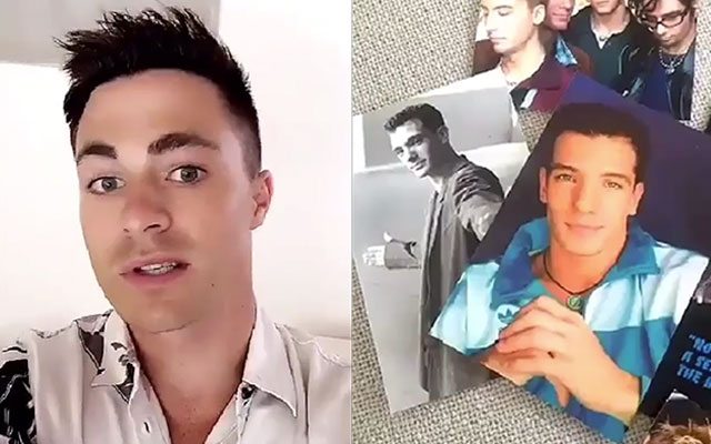 Colton Haynes shows off NSYNC collection.