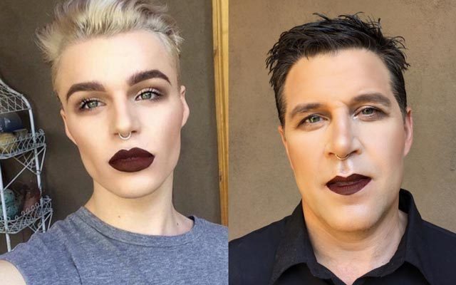 Gay Teen and Dad Create Matching Makeup Portraits