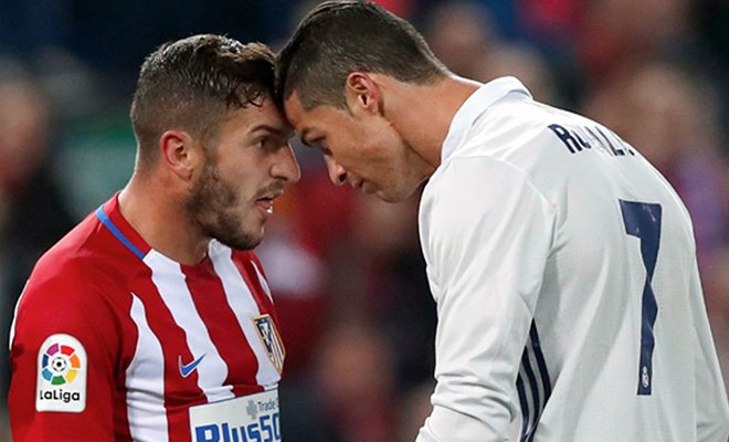 Cristiano Ronaldo and Koke argue