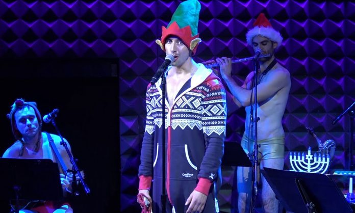 Nick Adams performing with The Skivvies