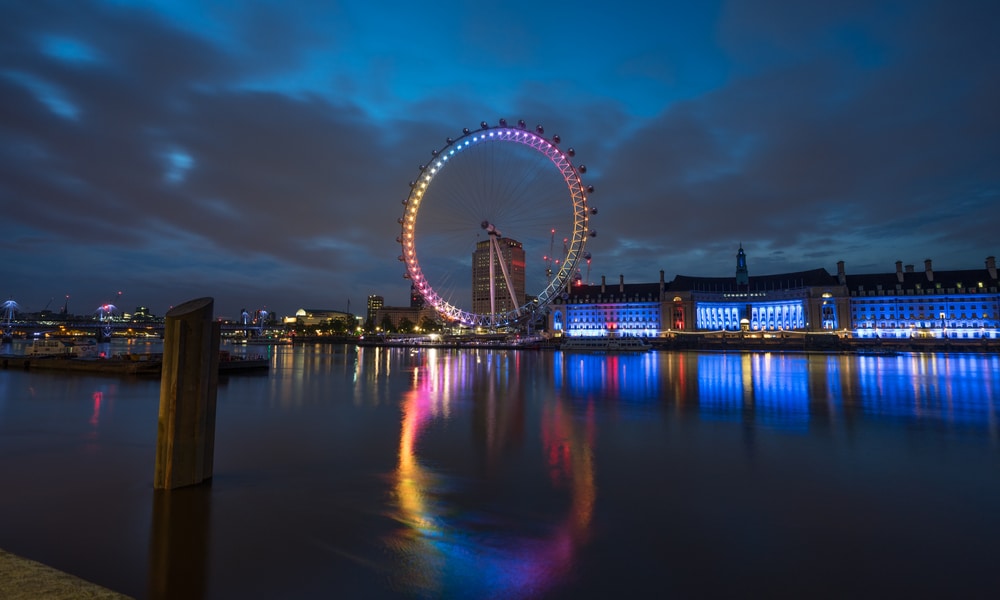 The London Eye in Rainbow Lights for Pride Month