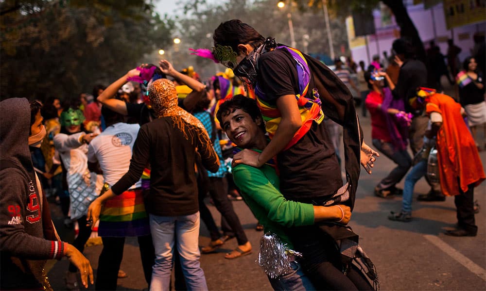 People participate during the 4th Delhi Queer Pride Parade