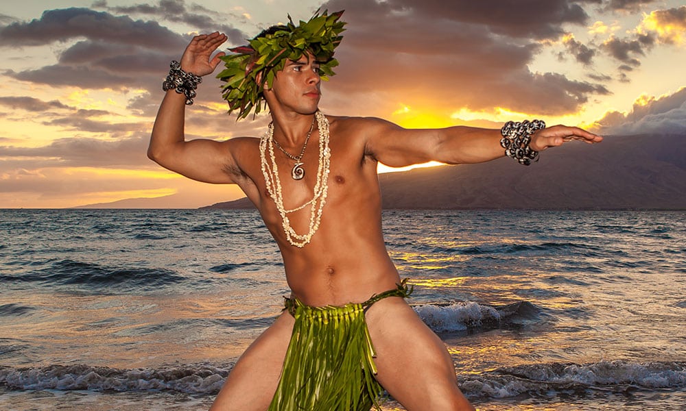 Gay Hawaiian hula dancer