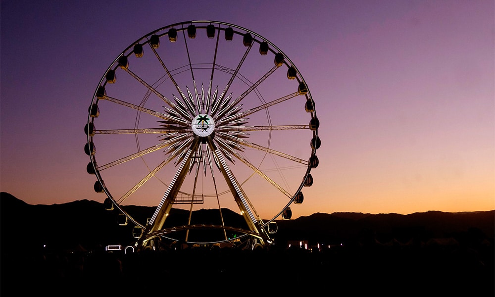 The ferris wheel is seen during the 2018 Coachella