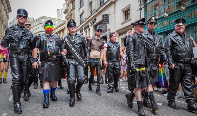 leather parade marchers