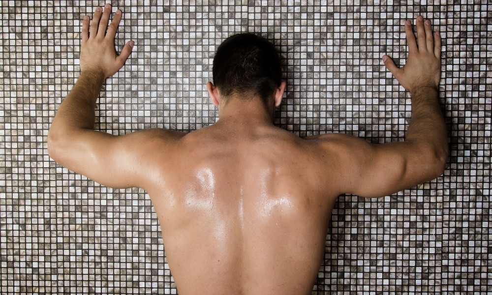 Man in a gym shower