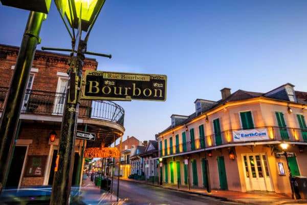 Pubs and bars with neon lights in the French Quarter, New Orleans