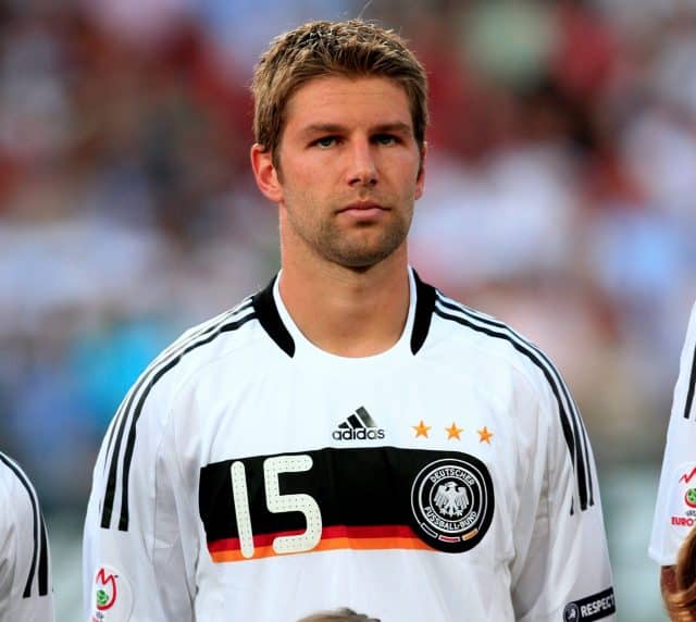 Thomas Hitzlsperger poses during the UEFA Euro 2008 Portugal v Germany at St. Jakob-Park stadium