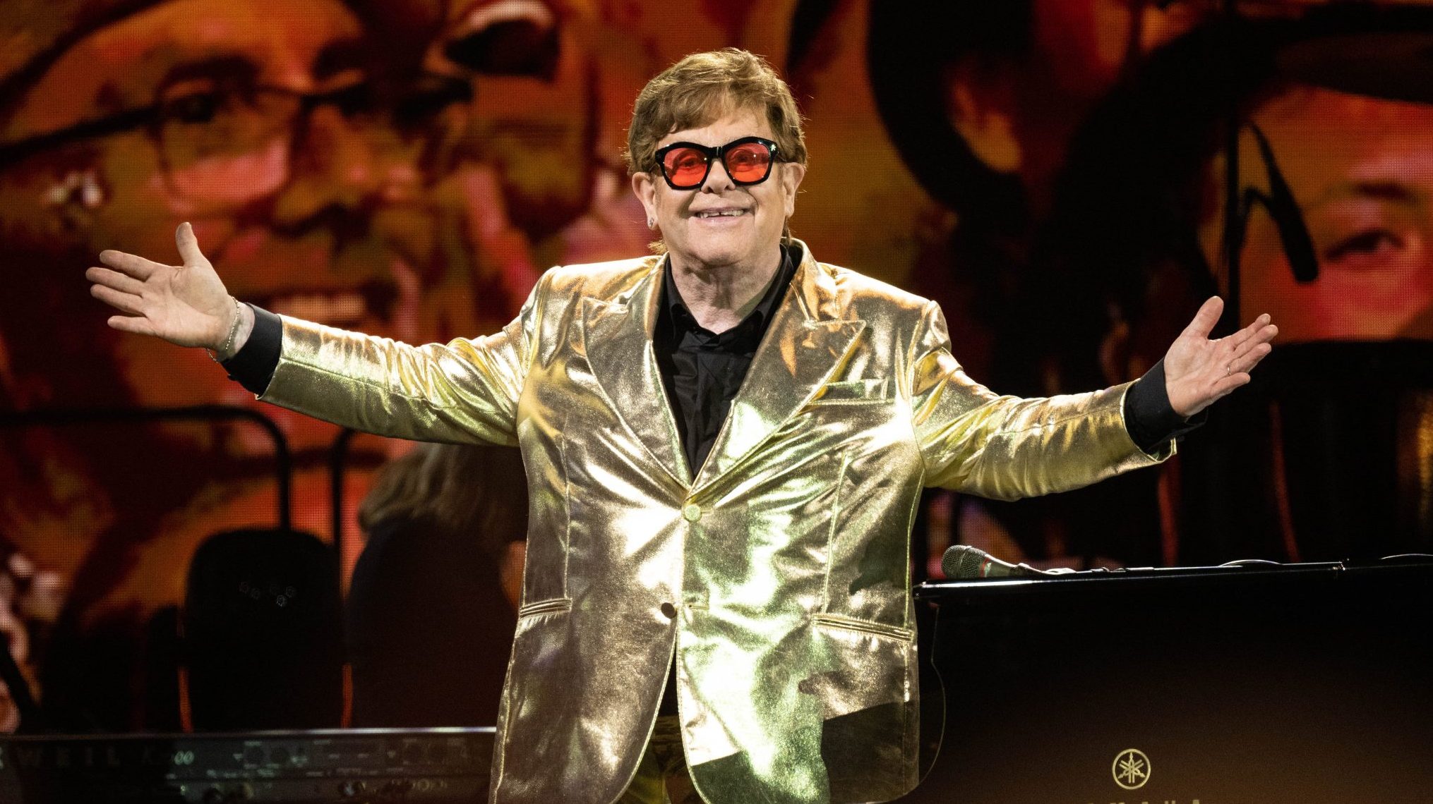Glastonbury Festival 2023 - Day 5 Elton John performs on The Pyramid Stage at Day 5 of Glastonbury Festival 2023 on June 25, 2023 in Glastonbury, England.