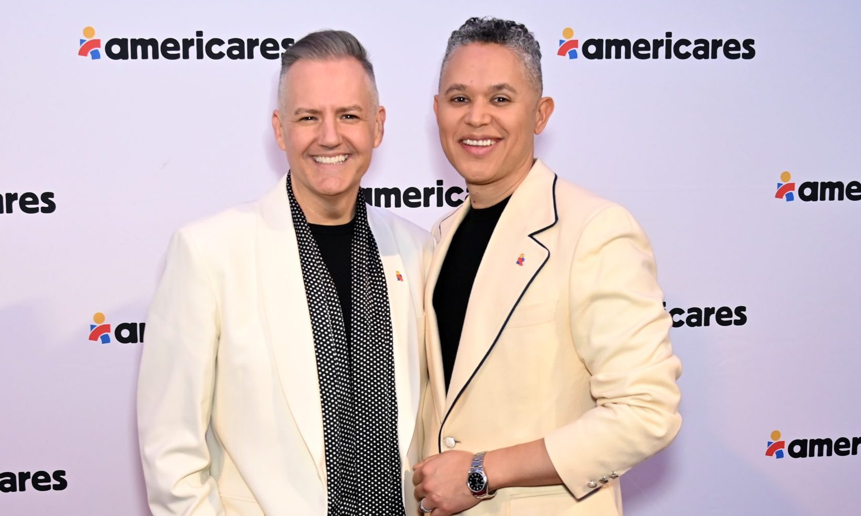 Ross Mathews and Dr. Wellinthon García-Mathews attend the 2025 Americares Airlift Benefit at Pier Sixty at Chelsea Piers on April 04, 2025 in New York City.