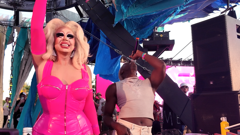 Trixie Mattel and VINCINT at the DoLAB at Coachella. 