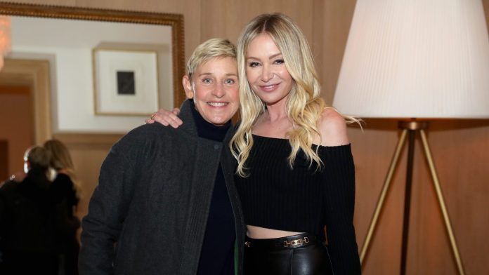 RH Celebrates The Unveiling Of RH San Francisco, The Gallery At The Historic Bethlehem Steel Building Ellen DeGeneres and Portia de Rossi are seen as RH Celebrates The Unveiling of RH San Francisco, The Gallery at the Historic Bethlehem Steel Building on March 17, 2022 in San Francisco, California.