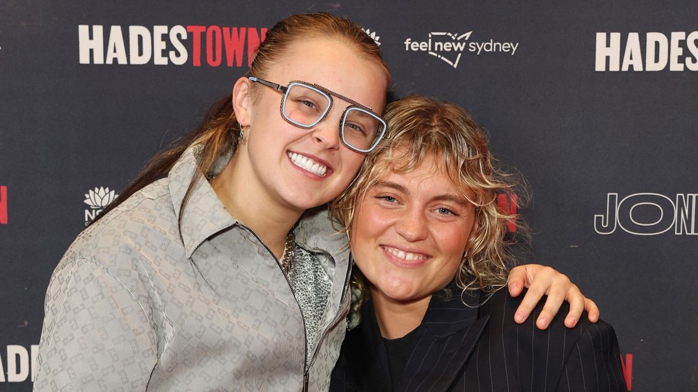 SYDNEY, AUSTRALIA - FEBRUARY 14: JoJo Siwa and Kath Ebbs attend the Australian premiere of "Hadestown" at Theatre Royal on February 14, 2025 in Sydney, Australia. (Photo by Don Arnold/WireImage)