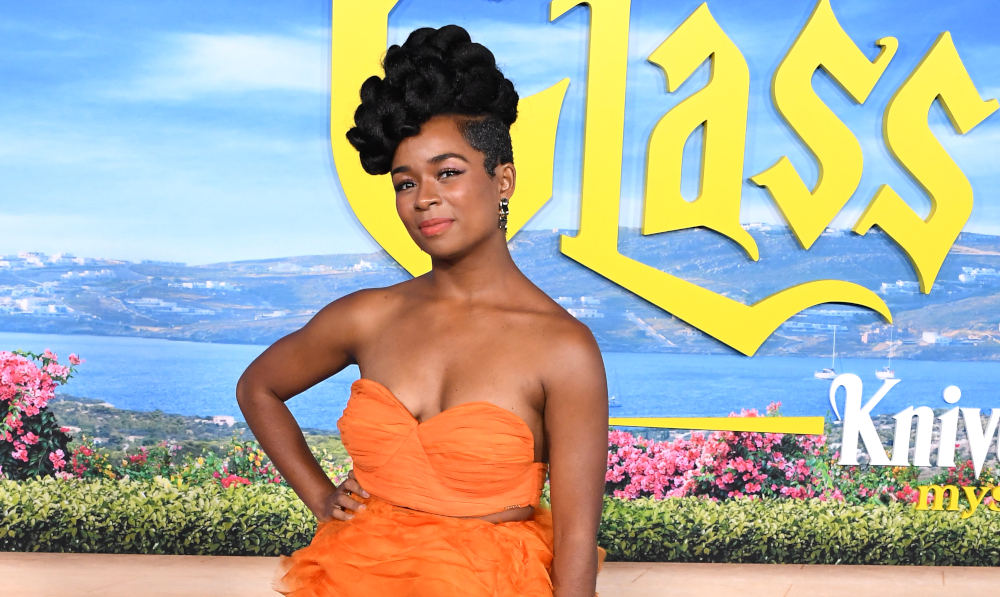 Alexis Floyd arrives at the Premiere Of "Glass Onion: A Knives Out Mystery" at Academy Museum of Motion Pictures on November 14, 2022 in Los Angeles, California. 