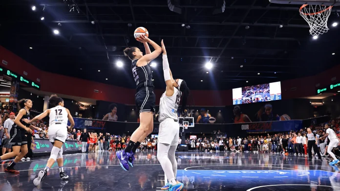 A WNBA matchup between the Valkyries and Dream took a wild turn when a lime green dildo landed mid-court. A WNBA matchup between the Valkyries and Dream took a wild turn when a lime green dildo landed mid-court.