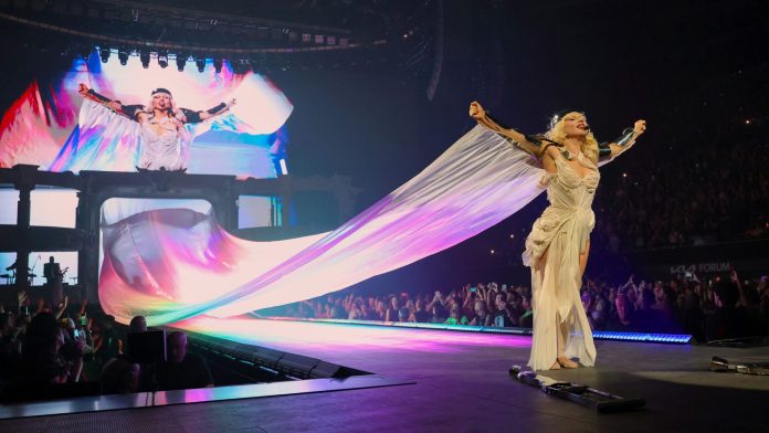 Lady Gaga - The MAYHEM Ball Tour - Los Angeles Lady Gaga performs onstage during The MAYHEM Ball Tour at The Kia Forum on July 28, 2025 in Inglewood, California.
