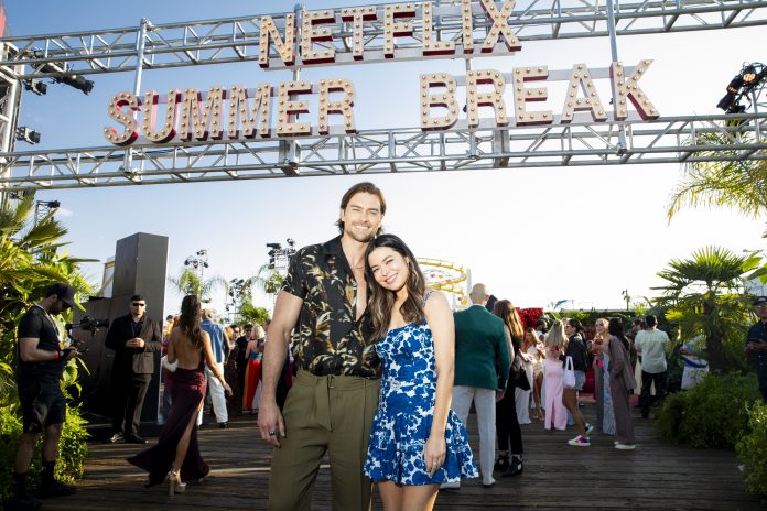 Santa Monica, CA - July 17: Pierson Fode, Miranda Cosgrove attend The Netflix Summer Break 2025: at Santa Monica Pier on July 17, 2025 in Santa Monica, California. (Photo by Krista Schlueter for Netflix)