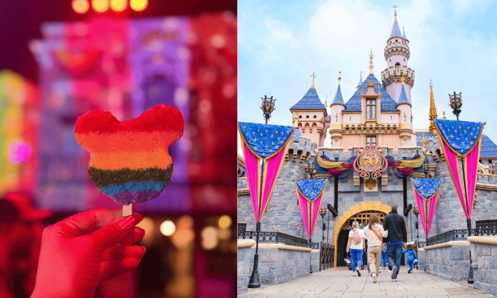 Disneyland castle and treats for Disney's Pride Nite celebration