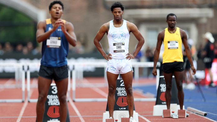 Hurdler Chris Robinson Wins Race Despite Repeatedly Flashing the Crowd