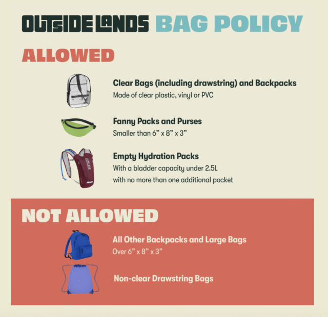 Outside Lands bag policy 2025. 