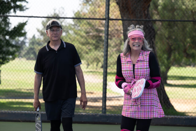 (L-R) Mark Harmon as Ryan and Jamie Lee Curtis as Tess Coleman in Disney's FREAKIER FRIDAY. Photo by Glen Wilson. © 2025 Disney Enterprises, Inc. All Rights Reserved.
