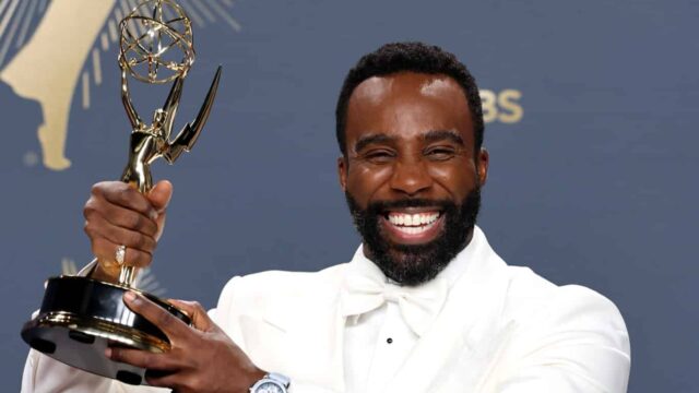 Tramell Tillman, winner of the Outstanding Supporting Actor In A Drama Series award for “Severance”, poses in the press room during the 77th Primetime Emmy Awards at Peacock Theater on September 14, 2025 in Los Angeles, California.