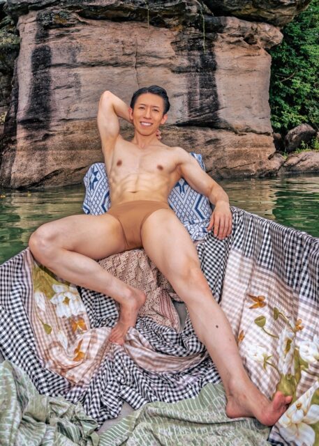 Mr. Japan pictured on a boat for Mister Global in Thailand, 2025