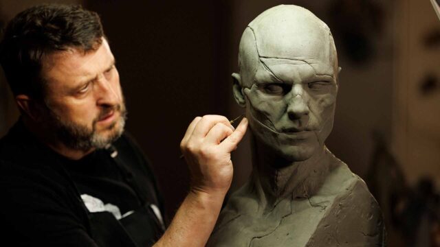 FRANKENSTEIN. Prosthetic Makeup Effects Dept. Head Mike Hill creating The Creature for Frankenstein. Cr. John P. Johnson/Netflix © 2025.