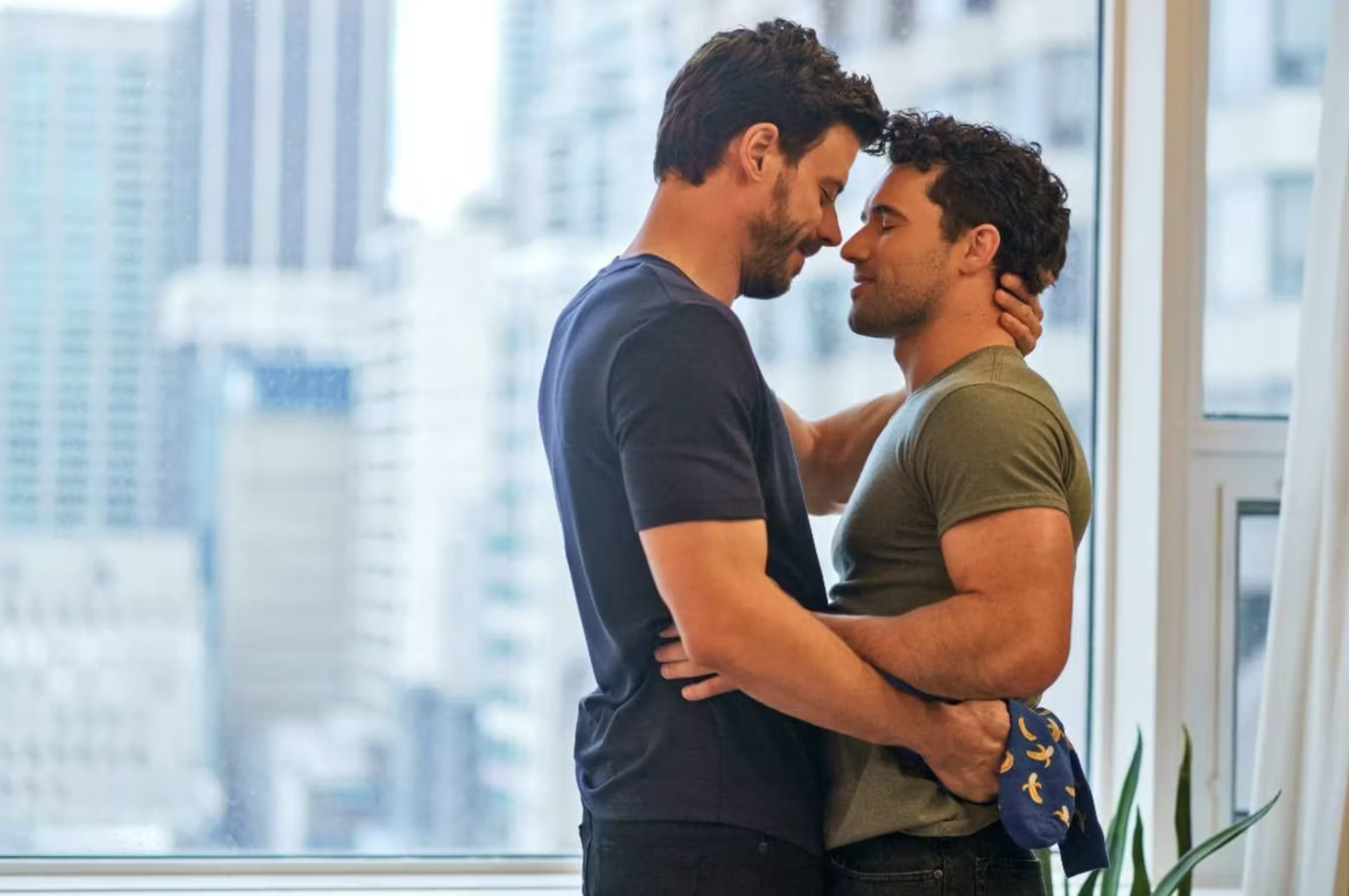 François Arnaud as Scott Hunter and Robbie G.K. as Kip Grady on Heated Rivalry. Photo: HBO Max/Crave Canada