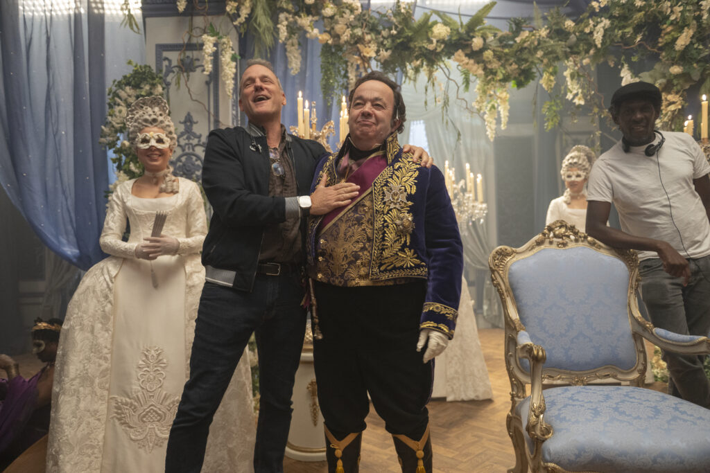 Bridgerton. (L to R) Executive Producer/Direcrtor Tom Verica, Hugh Sachs as Brimsley in episode 401 of Bridgerton. Cr. Liam Daniel/Netflix © 2025