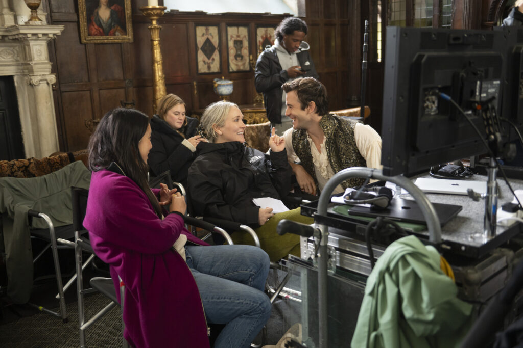 Bridgerton. (L to R) Executive Producer Jess Brownell, Luke Thompson as Benedict Bridgerton in episode 403 of Bridgerton. Cr. Liam Daniel/Netflix © 2025
