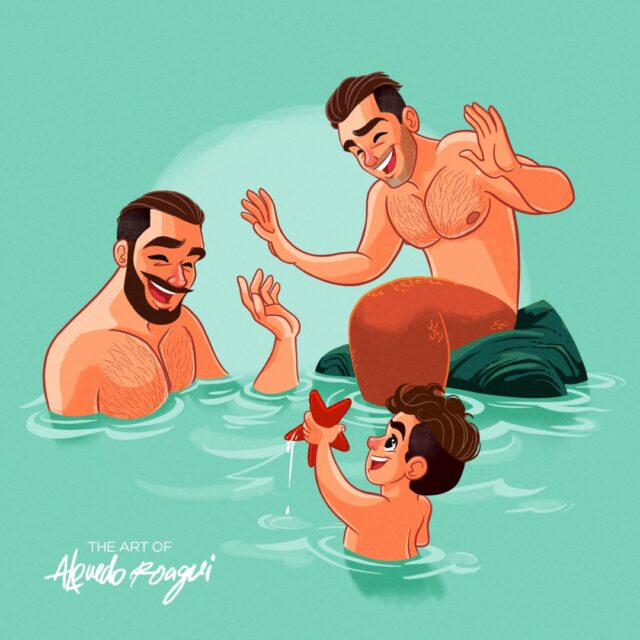 Illustrator Alfredo Roagui discusses fantasy, mermen, queer masculinity, and turning pin-up inspired muscle men into warm, romantic works of art.