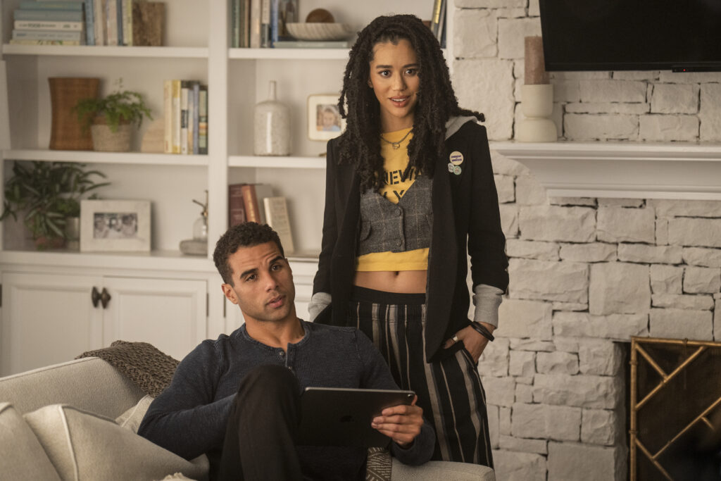 Mason Gooding, left, and Jasmin Savoy Brown star in Paramount Pictures and Spyglass Media Group's "Scream 7."