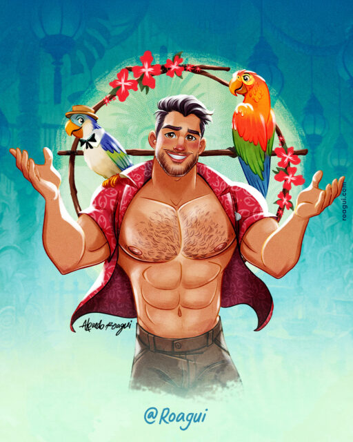 Illustrator Alfredo Roagui discusses fantasy, mermen, queer masculinity, and turning pin-up inspired muscle men into warm, romantic works of art.