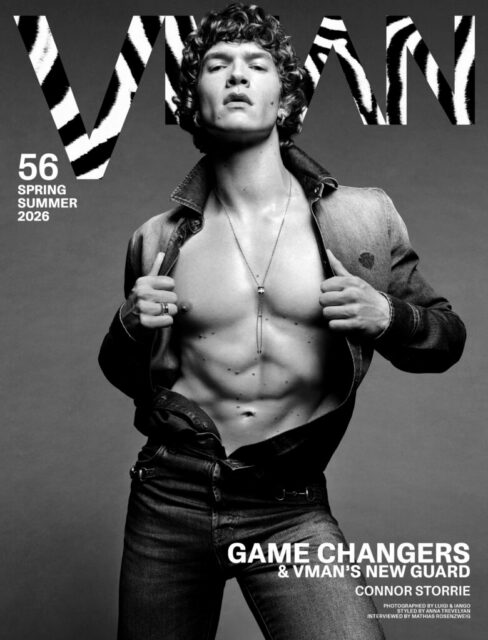 Connor Storrie opens up in VMAN 56 about Heated Rivalry’s breakout success, discovering fashion, book fandom and why indie storytelling matters.