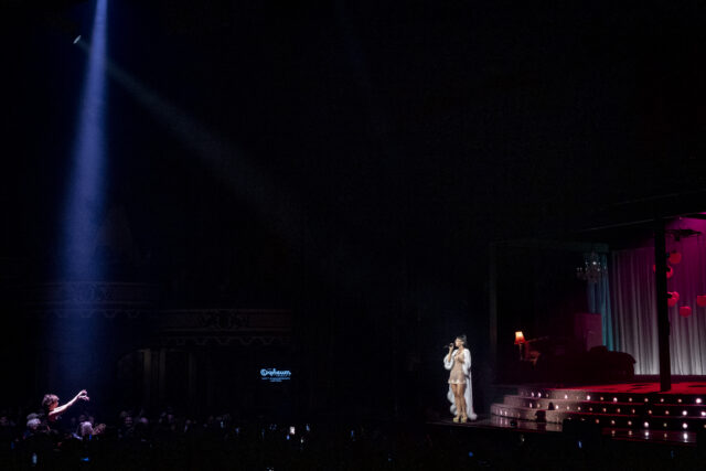 Lily Allen performs West End Girl at The Orpheum Theatre on April 26, 2026 in Los Angeles, California.