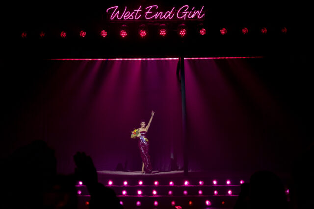 Lily Allen closing out her West End Girl show at The Orpheum Theatre on April 26, 2026 in Los Angeles, California.