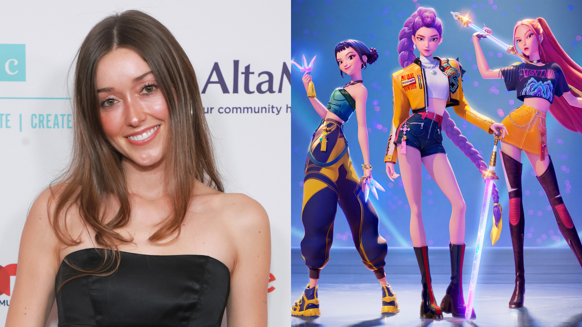 Hannah McMechan attends the National Hispanic Media Coalition's 2026 Impact Award Gala at The Beverly Hilton on April 24, 2026 in Beverly Hills, California. (Photo by Robin L Marshall/Getty Images), KPOP DEMON HUNTERS (Netflix)
