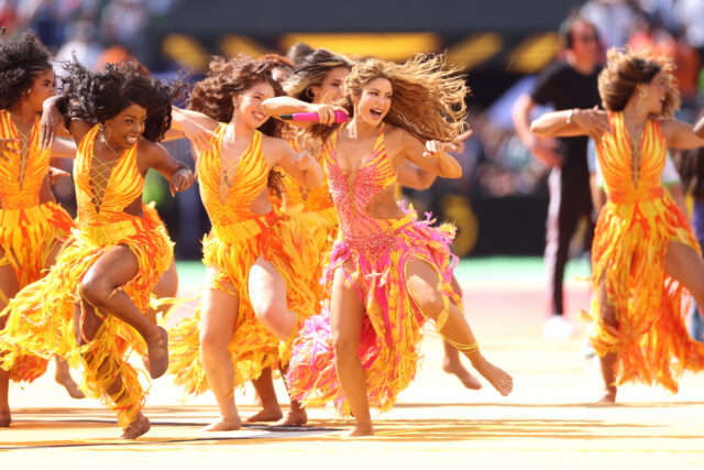 Shakira performs during the Topps Final Halftime Show the FIFA World Cup 2026 Final match between Spain and Argentina at New York New Jersey Stadium on July 19, 2026 in East Rutherford, New Jersey. 