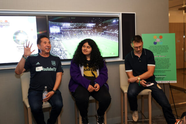 Rainbow Labs brought LGBTQ+ youth to BMO Stadium for LAFC's Leagues Cup match, raising awareness for queer mentorship and affirming sports environments.