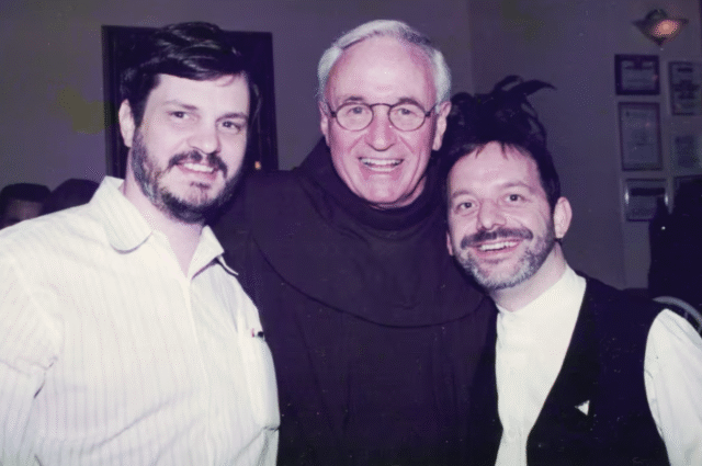 Tom Moulton, the Rev. Mychal Judge and Brendan Fay on May 11, 1998, at Il Campanello restaurant in New York, N.Y.