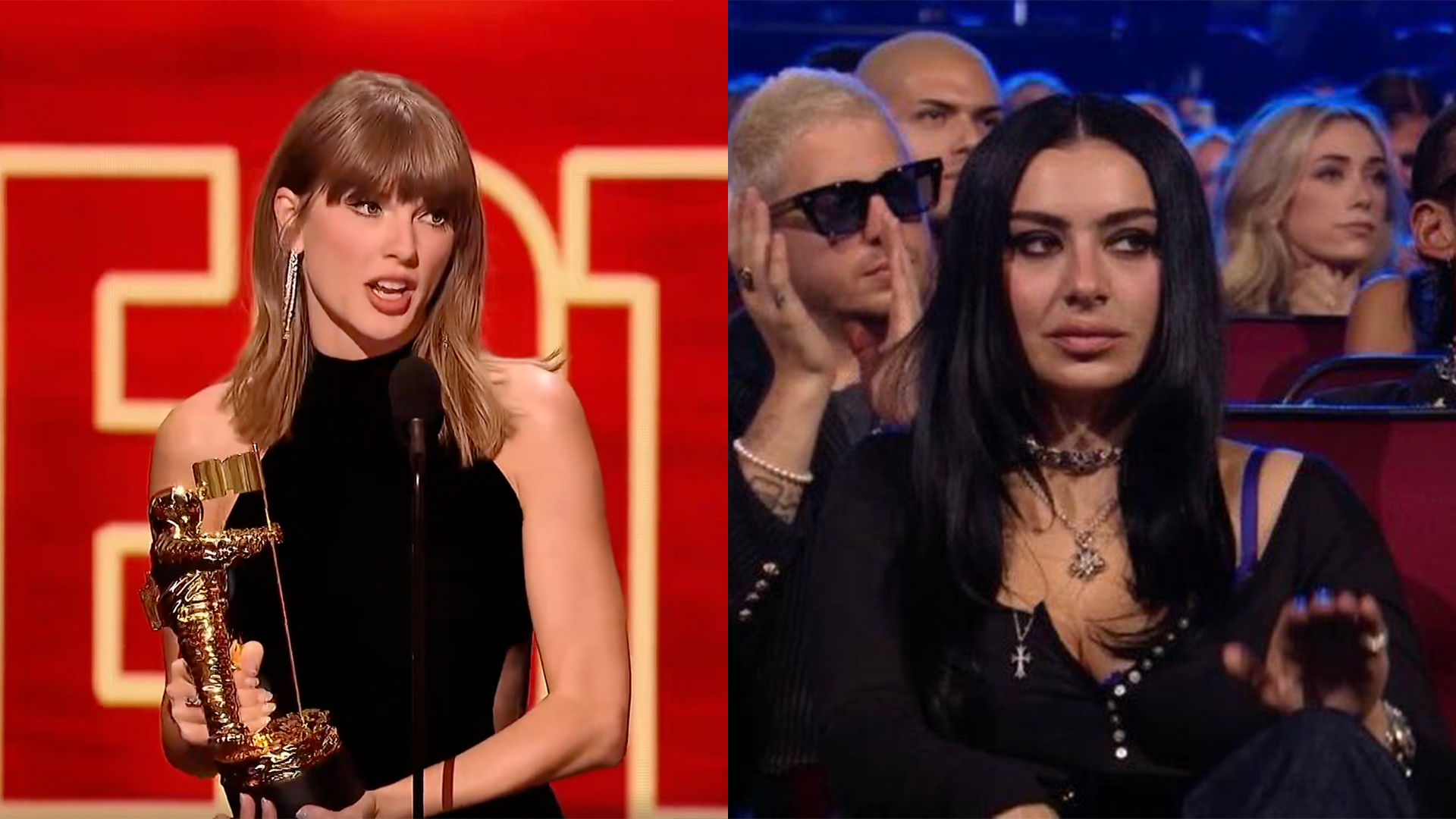 A viral VMAs clip sparked new Taylor Swift and Charli XCX feud rumors. But Charli wasn’t reacting to Taylor’s speech at all.